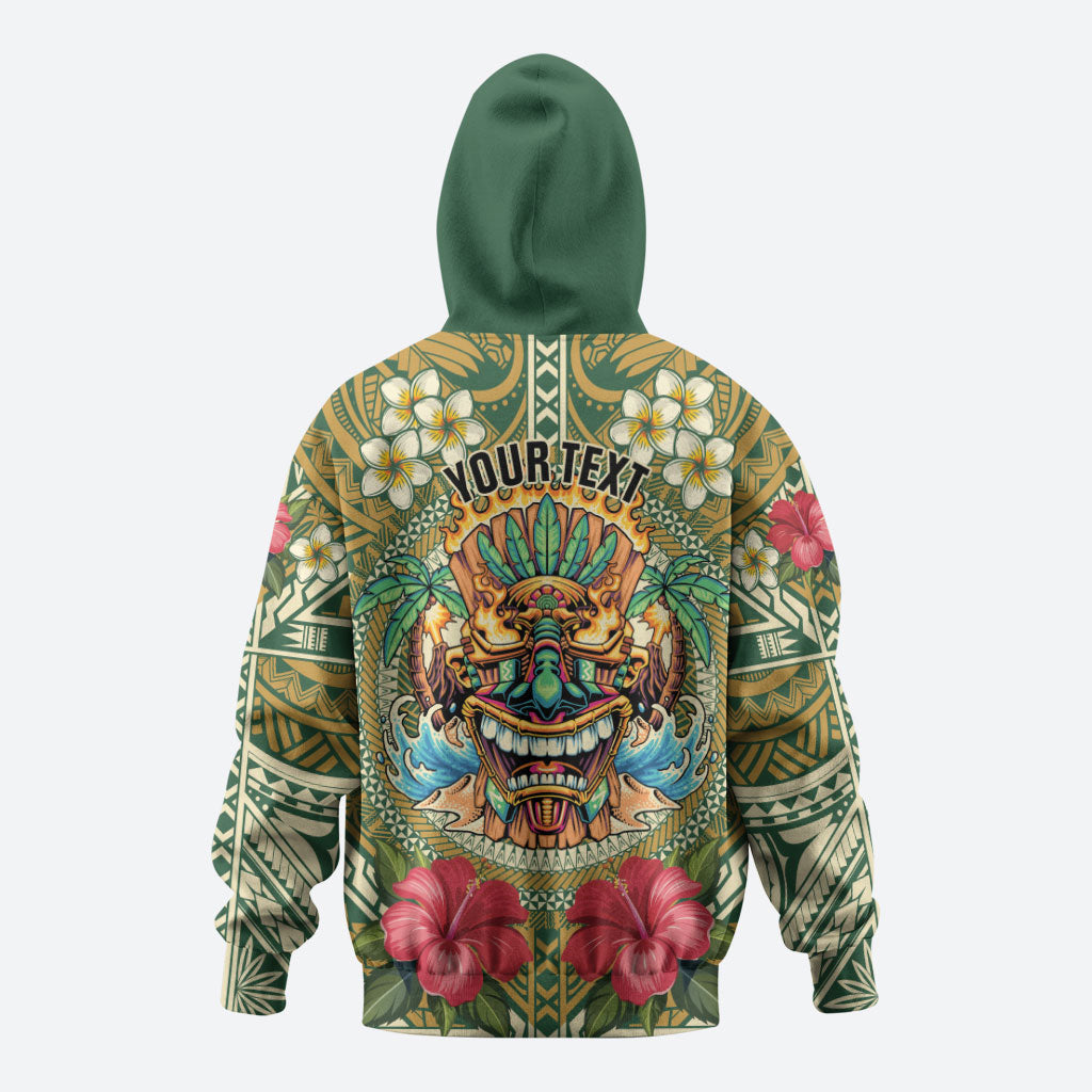 Hawaii Tiki Mask Personalized Zip Hoodie Mele Kalikimaka i Iulai! LT9 - Polynesian Pride
