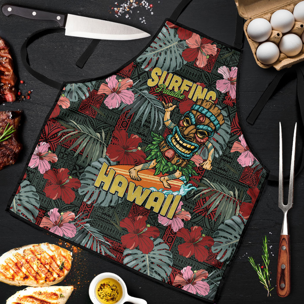 Hawaii Tiki Surfing Apron Mele Kalikimaka i Iulai!