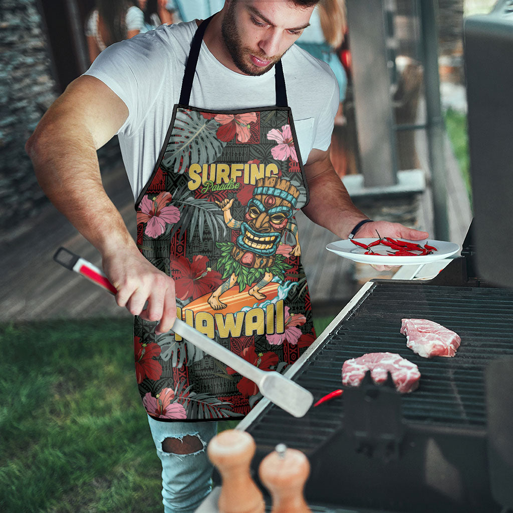 Hawaii Tiki Surfing Apron Mele Kalikimaka i Iulai!