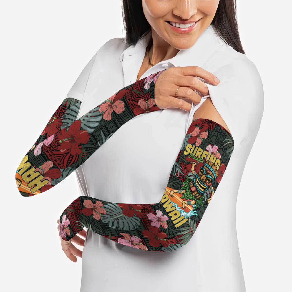 Hawaii Tiki Surfing Arm Sleeves Mele Kalikimaka i Iulai! LT9 - Polynesian Pride