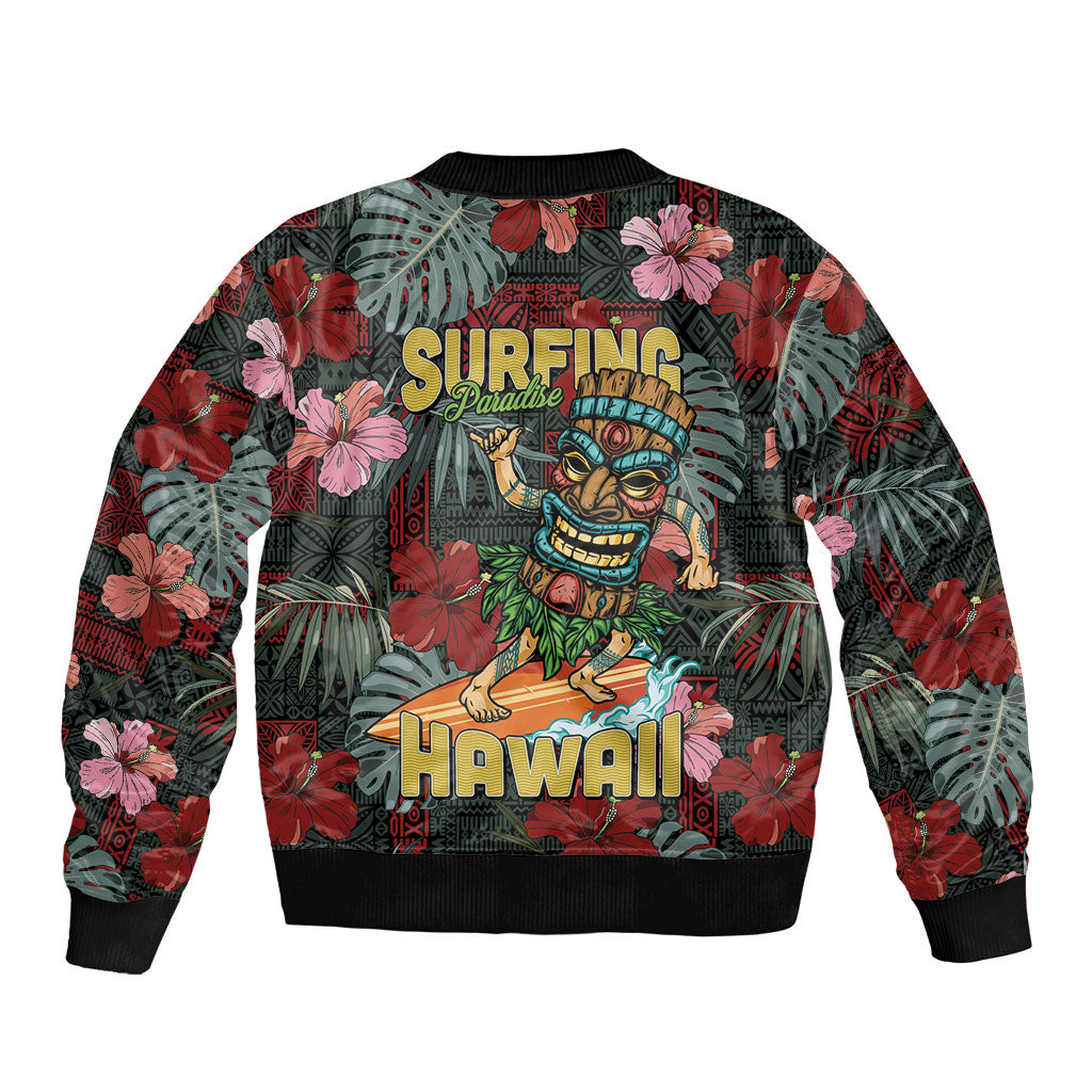 Hawaii Tiki Surfing Bomber Jacket Mele Kalikimaka i Iulai!