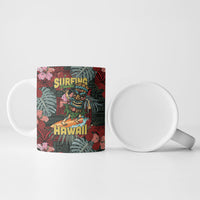 Hawaii Tiki Surfing Ceramic Mug Mele Kalikimaka i Iulai!