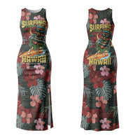 Hawaii Tiki Surfing Couples Matching Tank Maxi Dress and Long Sleeve Button Shirt Mele Kalikimaka i Iulai! LT9 - Polynesian Pride