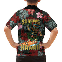 Hawaii Tiki Surfing Family Matching Off The Shoulder Long Sleeve Dress and Hawaiian Shirt Mele Kalikimaka i Iulai! LT9 - Polynesian Pride