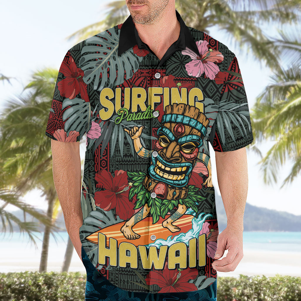 Hawaii Tiki Surfing Hawaiian Shirt Mele Kalikimaka i Iulai!