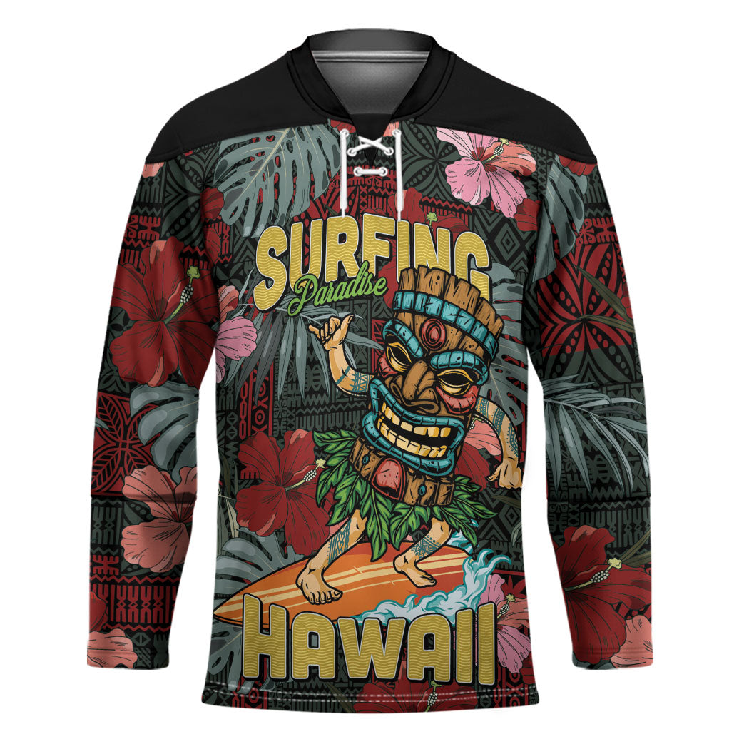 Hawaii Tiki Surfing Hockey Jersey Mele Kalikimaka i Iulai!