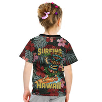 Hawaii Tiki Surfing Kid T Shirt Mele Kalikimaka i Iulai!