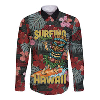 Hawaii Tiki Surfing Long Sleeve Button Shirt Mele Kalikimaka i Iulai!