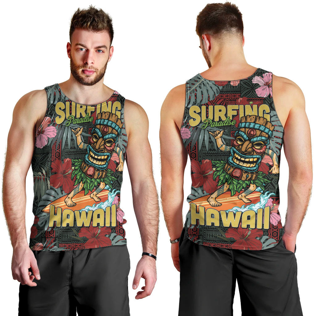 Hawaii Tiki Surfing Men Tank Top Mele Kalikimaka i Iulai! LT9 - Polynesian Pride