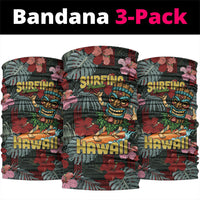 Hawaii Tiki Surfing Neck Gaiter Mele Kalikimaka i Iulai! LT9 package One Size: 25*50cm Black - Polynesian Pride