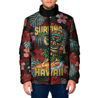 Hawaii Tiki Surfing Padded Jacket Mele Kalikimaka i Iulai! LT9 Men Black - Polynesian Pride