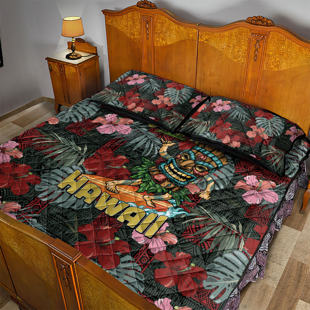 Hawaii Tiki Surfing Quilt Bed Set Mele Kalikimaka i Iulai! LT9 - Polynesian Pride