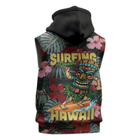 Hawaii Tiki Surfing Sleeveless Hoodie Mele Kalikimaka i Iulai!