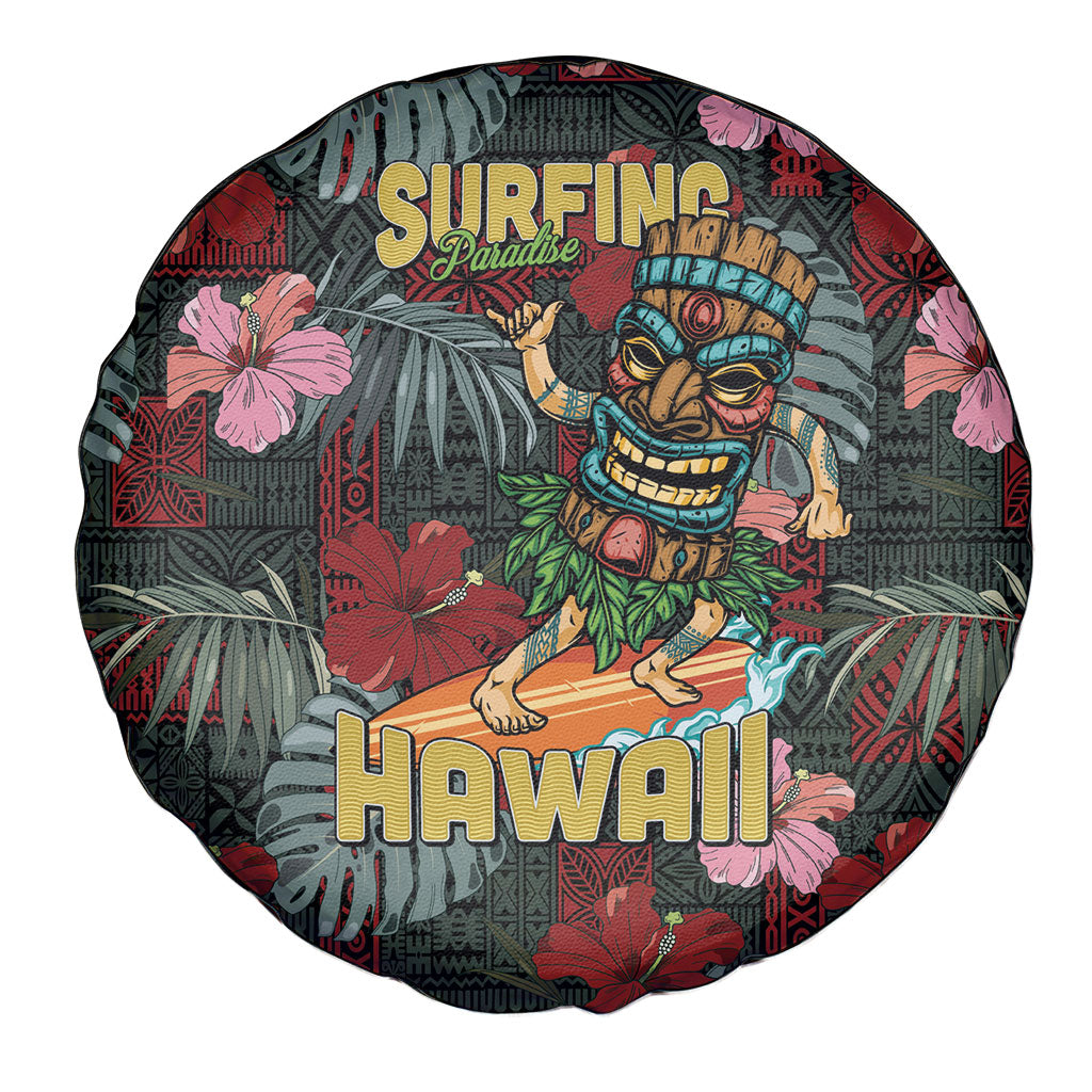 Hawaii Tiki Surfing Spare Tire Cover Mele Kalikimaka i Iulai!