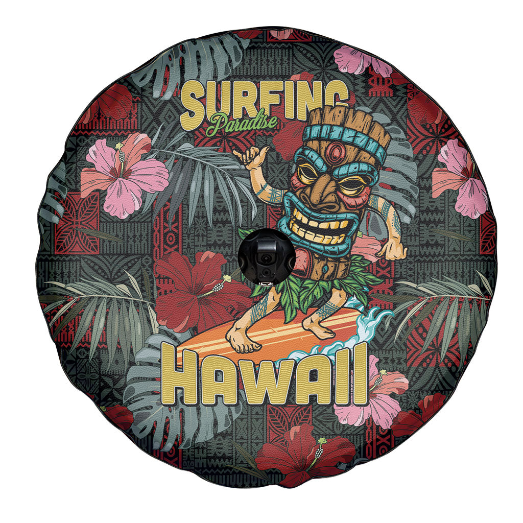 Hawaii Tiki Surfing Spare Tire Cover Mele Kalikimaka i Iulai!