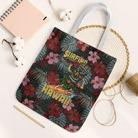 Hawaii Tiki Surfing Tote Bag Mele Kalikimaka i Iulai! LT9 White Strap One Size Black - Polynesian Pride