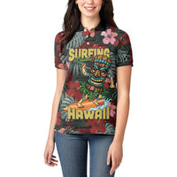 Hawaii Tiki Surfing Women Polo Shirt Mele Kalikimaka i Iulai!
