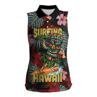 Hawaii Tiki Surfing Women Sleeveless Polo Shirt Mele Kalikimaka i Iulai!