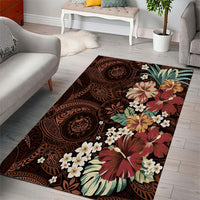 Kanoa Hawai'i Hibiscus Area Rug Polynesian Tribal Tattoo Pattern Floral Elements