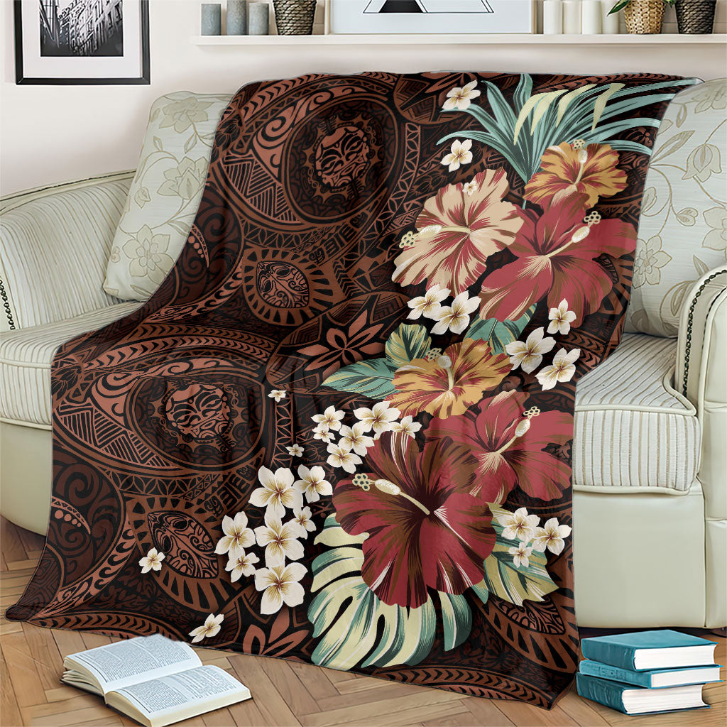 Kanoa Hawai'i Hibiscus Blanket Polynesian Tribal Tattoo Pattern Floral Elements