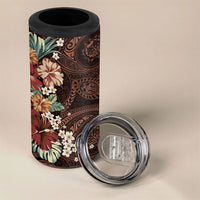 Kanoa Hawai'i Hibiscus 4 in 1 Can Cooler Tumbler Polynesian Tribal Tattoo Pattern Floral Elements