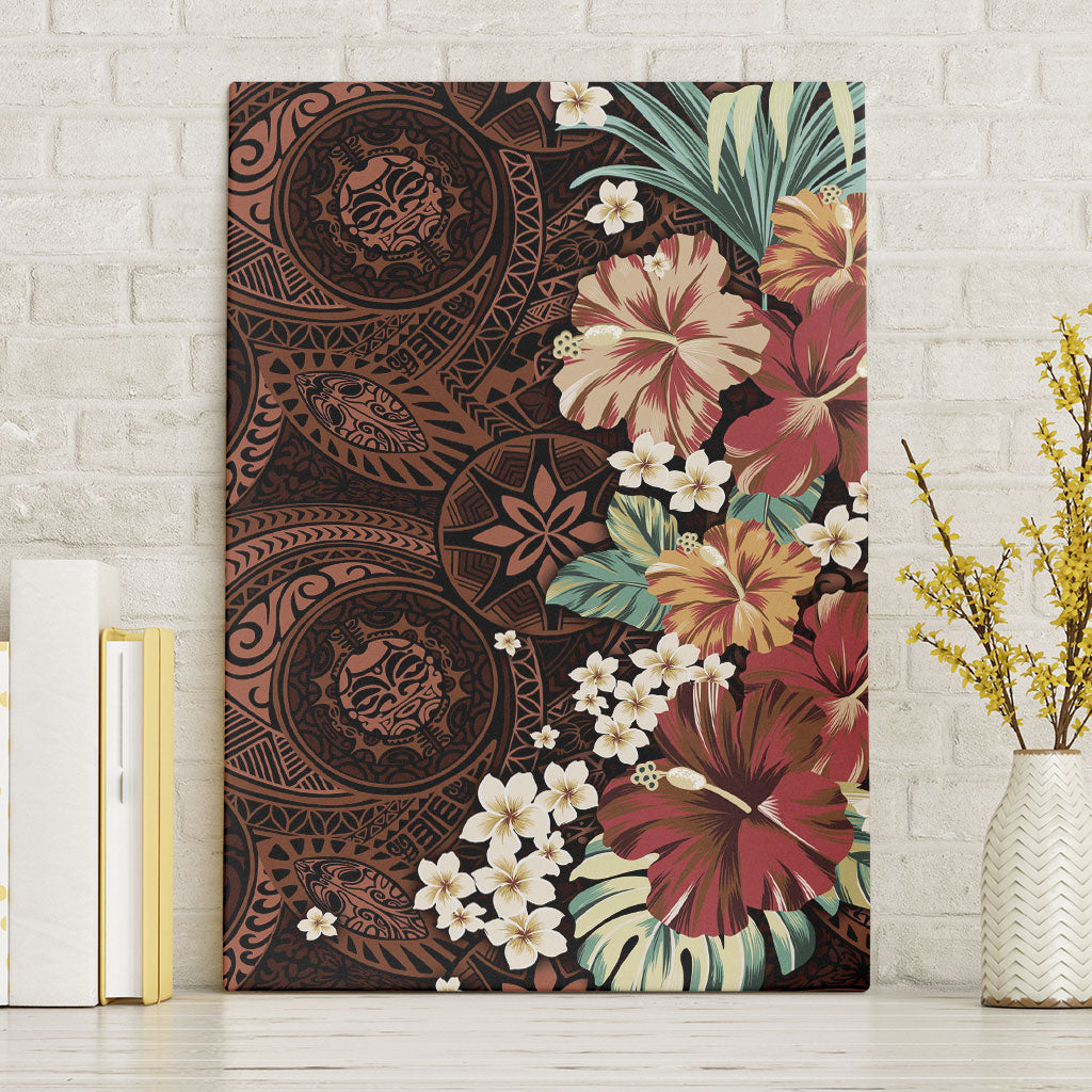 Kanoa Hawai'i Hibiscus Canvas Wall Art Polynesian Tribal Tattoo Pattern Floral Elements