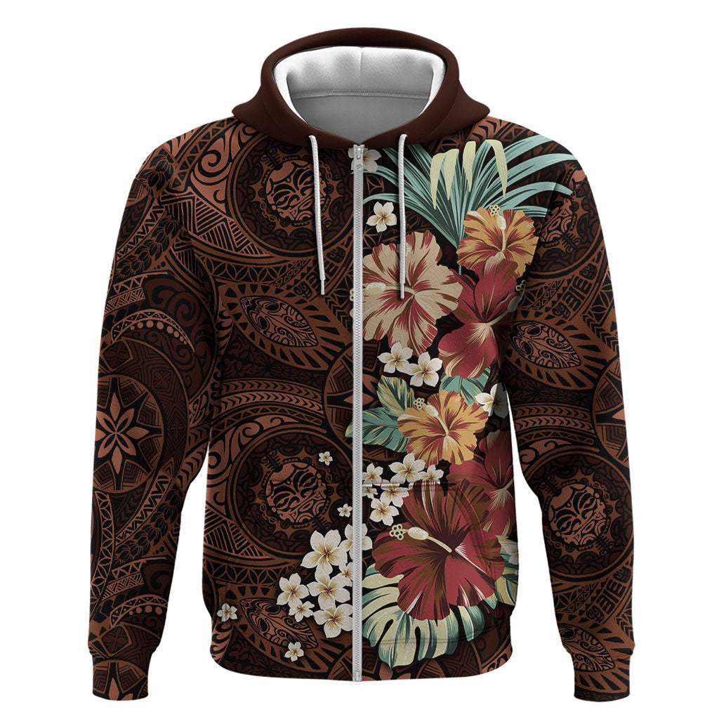 Kanoa Hawai'i Hibiscus Hoodie Polynesian Tribal Tattoo Pattern Floral Elements