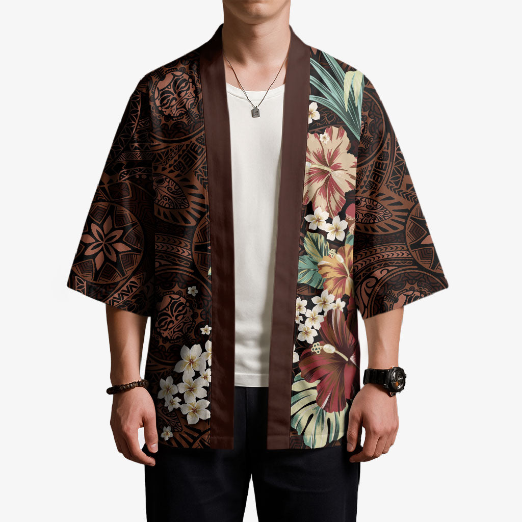 Kanoa Hawai'i Hibiscus Kimono Polynesian Tribal Tattoo Pattern Floral Elements