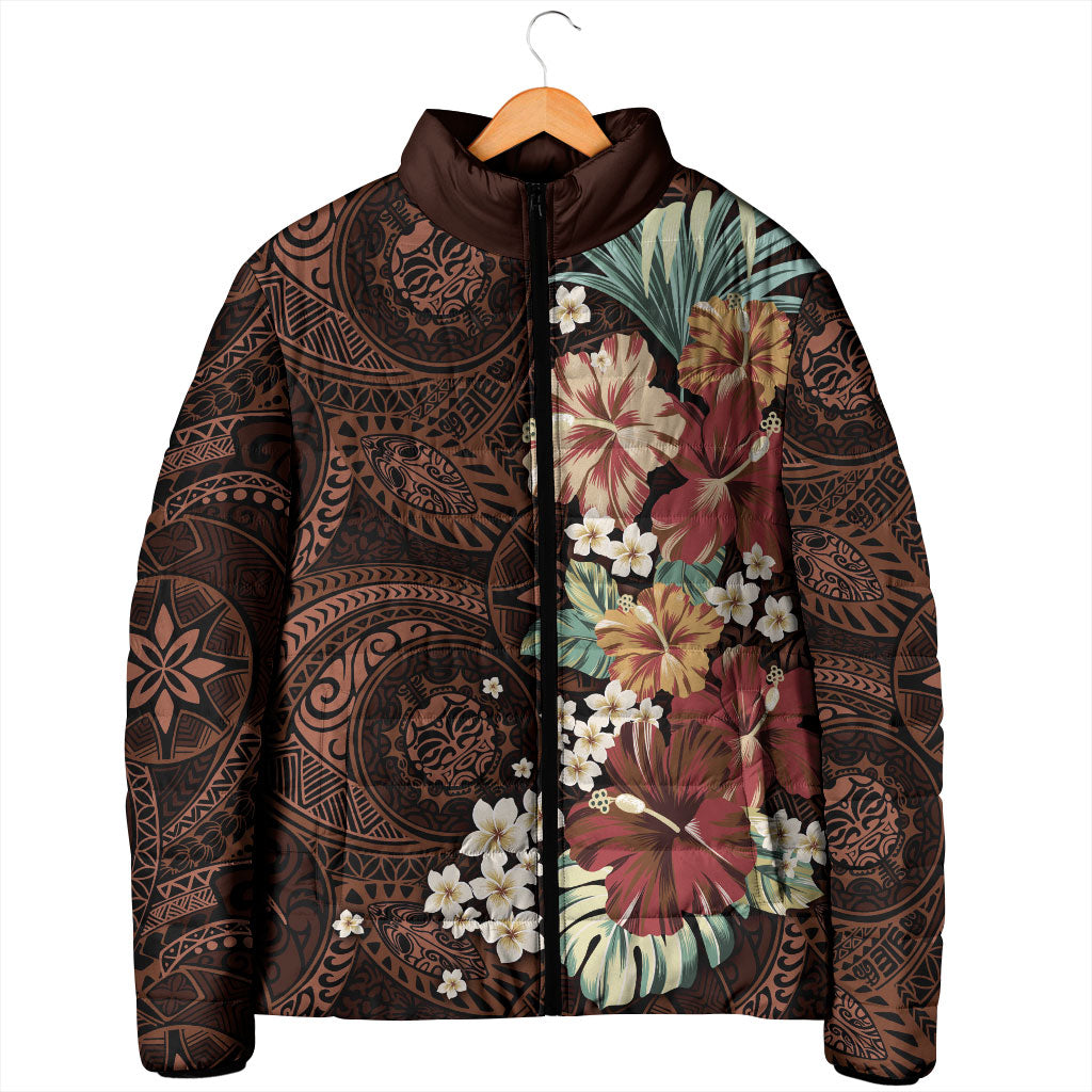 Kanoa Hawai'i Hibiscus Padded Jacket Polynesian Tribal Tattoo Pattern Floral Elements