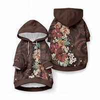 Kanoa Hawai'i Hibiscus Pet Hoodie Polynesian Tribal Tattoo Pattern Floral Elements LT9 Pullover Brown - Polynesian Pride