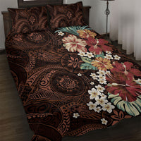 Kanoa Hawai'i Hibiscus Quilt Bed Set Polynesian Tribal Tattoo Pattern Floral Elements