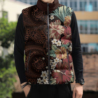 Kanoa Hawai'i Hibiscus Sleeveless Puffer Jacket Polynesian Tribal Tattoo Pattern Floral Elements