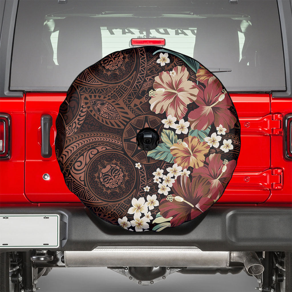 Kanoa Hawai'i Hibiscus Spare Tire Cover Polynesian Tribal Tattoo Pattern Floral Elements