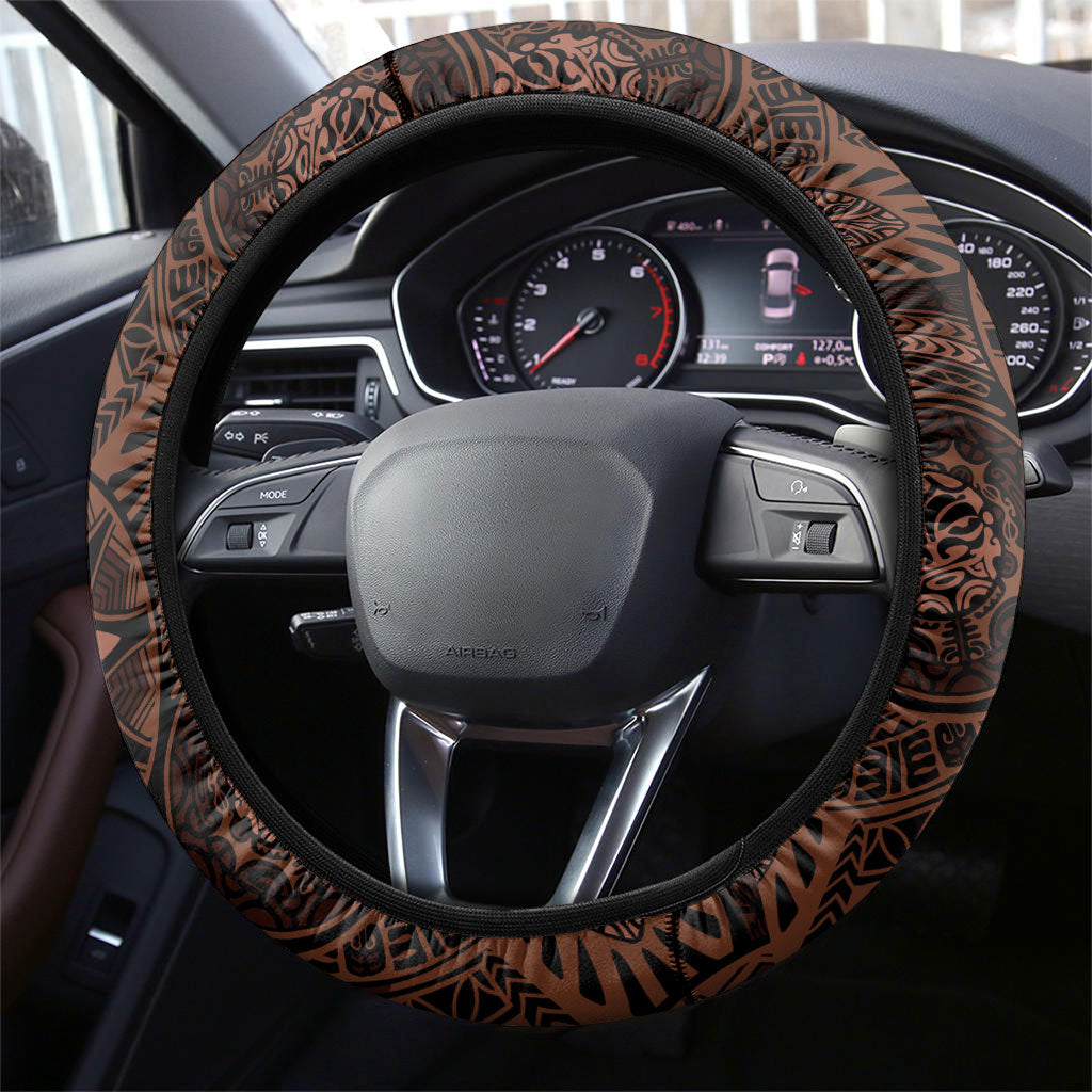 Kanoa Hawai'i Hibiscus Steering Wheel Cover Polynesian Tribal Tattoo Pattern Floral Elements