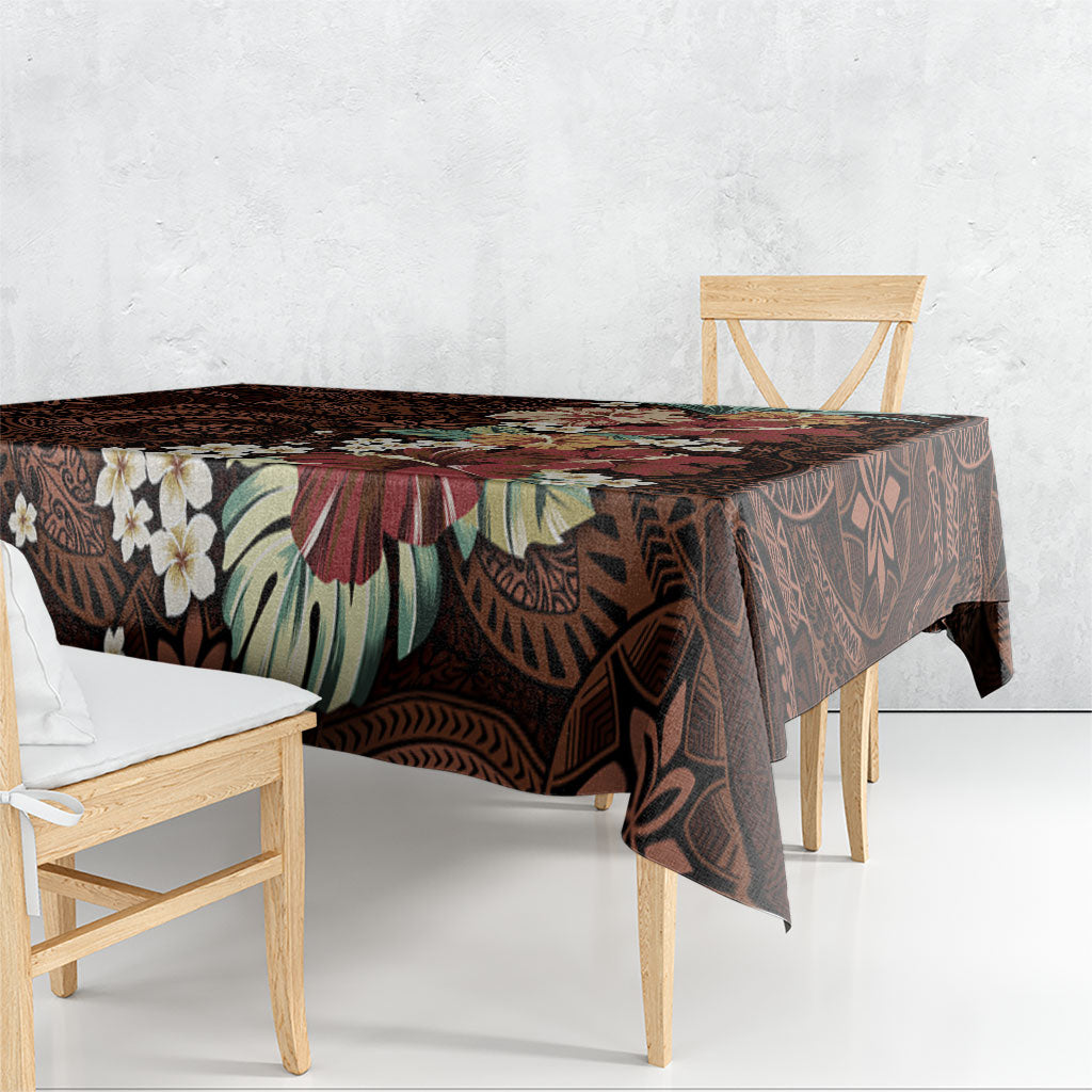 Kanoa Hawai'i Hibiscus Tablecloth Polynesian Tribal Tattoo Pattern Floral Elements