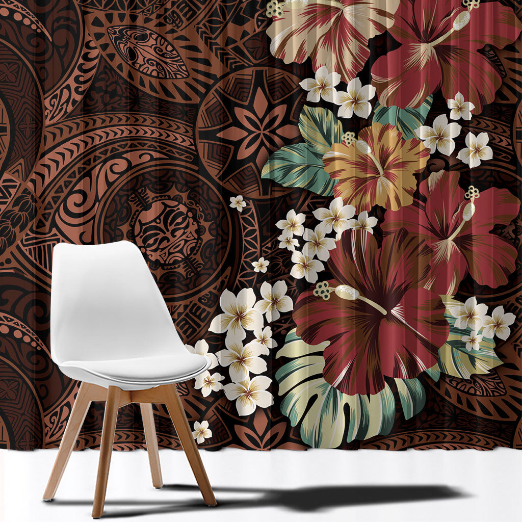 Kanoa Hawai'i Hibiscus Window Curtain Polynesian Tribal Tattoo Pattern Floral Elements