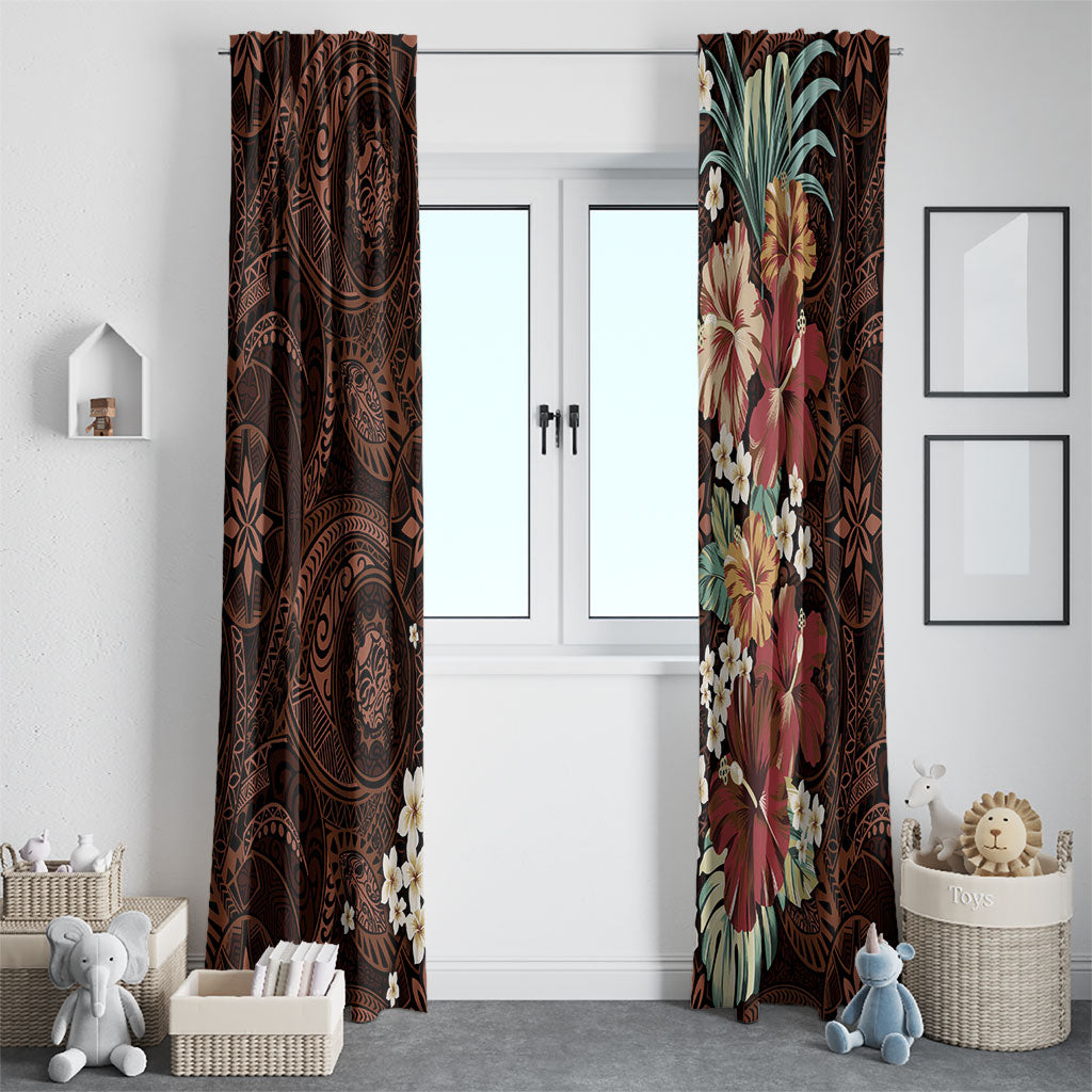 Kanoa Hawai'i Hibiscus Window Curtain Polynesian Tribal Tattoo Pattern Floral Elements