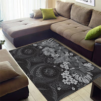 Pauli Hawai'i Hibiscus Area Rug Polynesian Tribal Tattoo Pattern Floral Elements