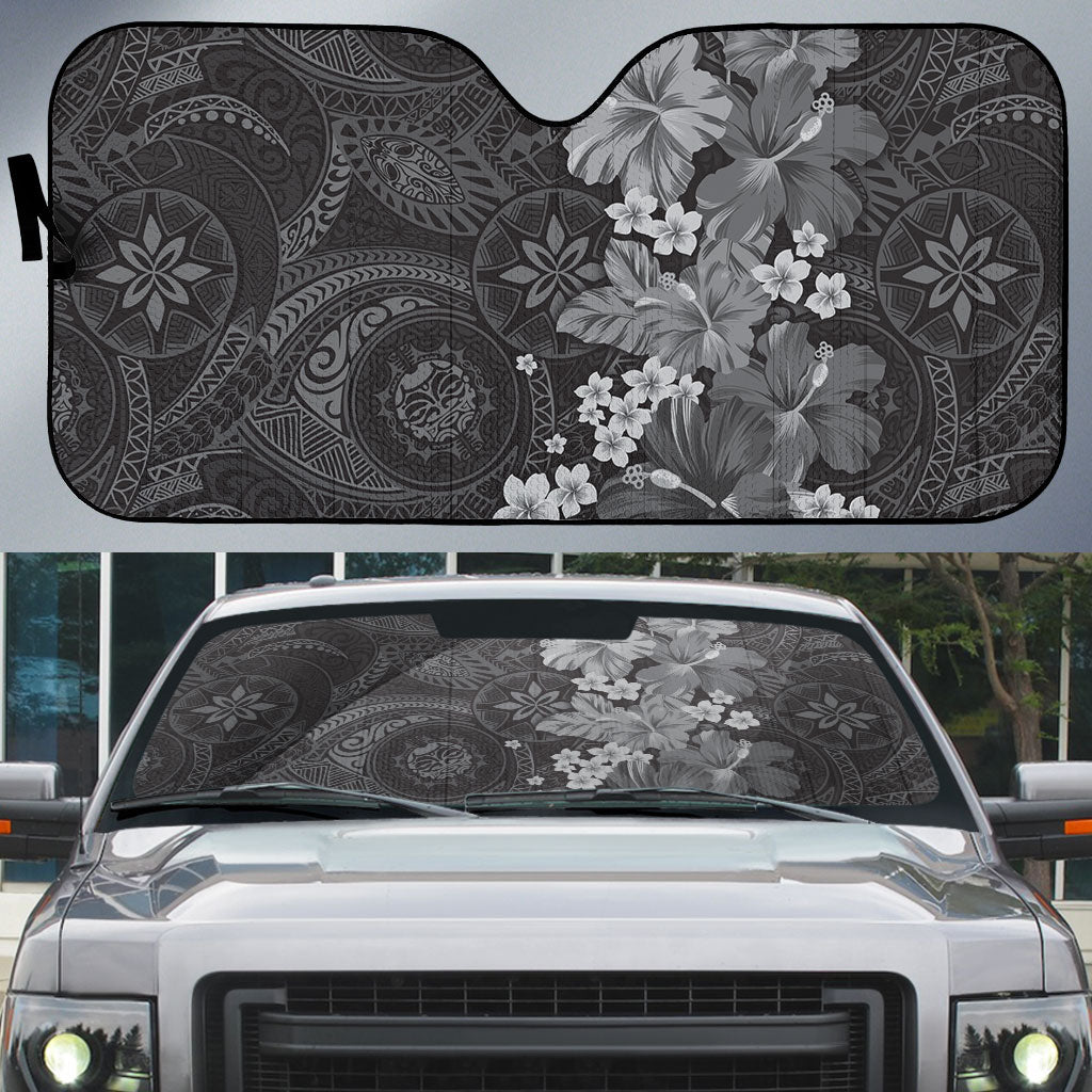 Pauli Hawai'i Hibiscus Auto Sun Shade Polynesian Tribal Tattoo Pattern Floral Elements