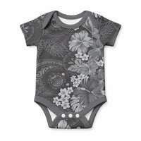 Pauli Hawai'i Hibiscus Baby Onesie Polynesian Tribal Tattoo Pattern Floral Elements LT9 Soft Black - Polynesian Pride