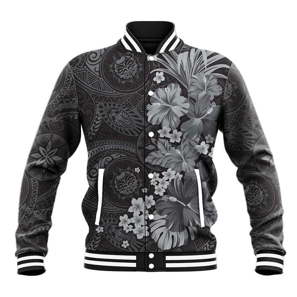 Pauli Hawai'i Hibiscus Baseball Jacket Polynesian Tribal Tattoo Pattern Floral Elements