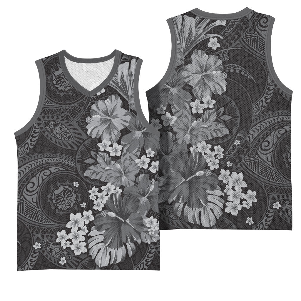 Pauli Hawai'i Hibiscus Basketball Jersey Polynesian Tribal Tattoo Pattern Floral Elements