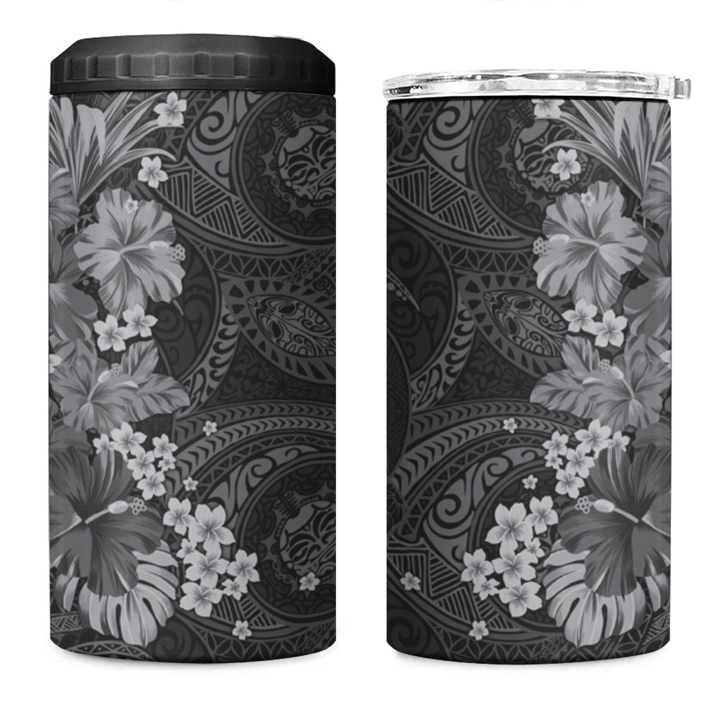 Pauli Hawai'i Hibiscus 4 in 1 Can Cooler Tumbler Polynesian Tribal Tattoo Pattern Floral Elements