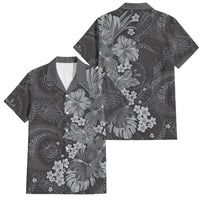Pauli Hawai'i Hibiscus Family Matching Long Sleeve Bodycon Dress and Hawaiian Shirt Polynesian Tribal Tattoo Pattern Floral Elements