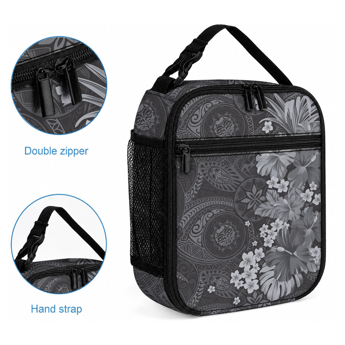 Pauli Hawai'i Hibiscus Lunch Bag Polynesian Tribal Tattoo Pattern Floral Elements LT9 - Polynesian Pride