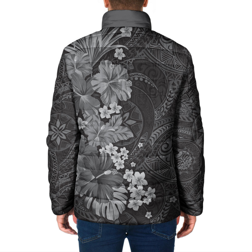 Pauli Hawai'i Hibiscus Padded Jacket Polynesian Tribal Tattoo Pattern Floral Elements