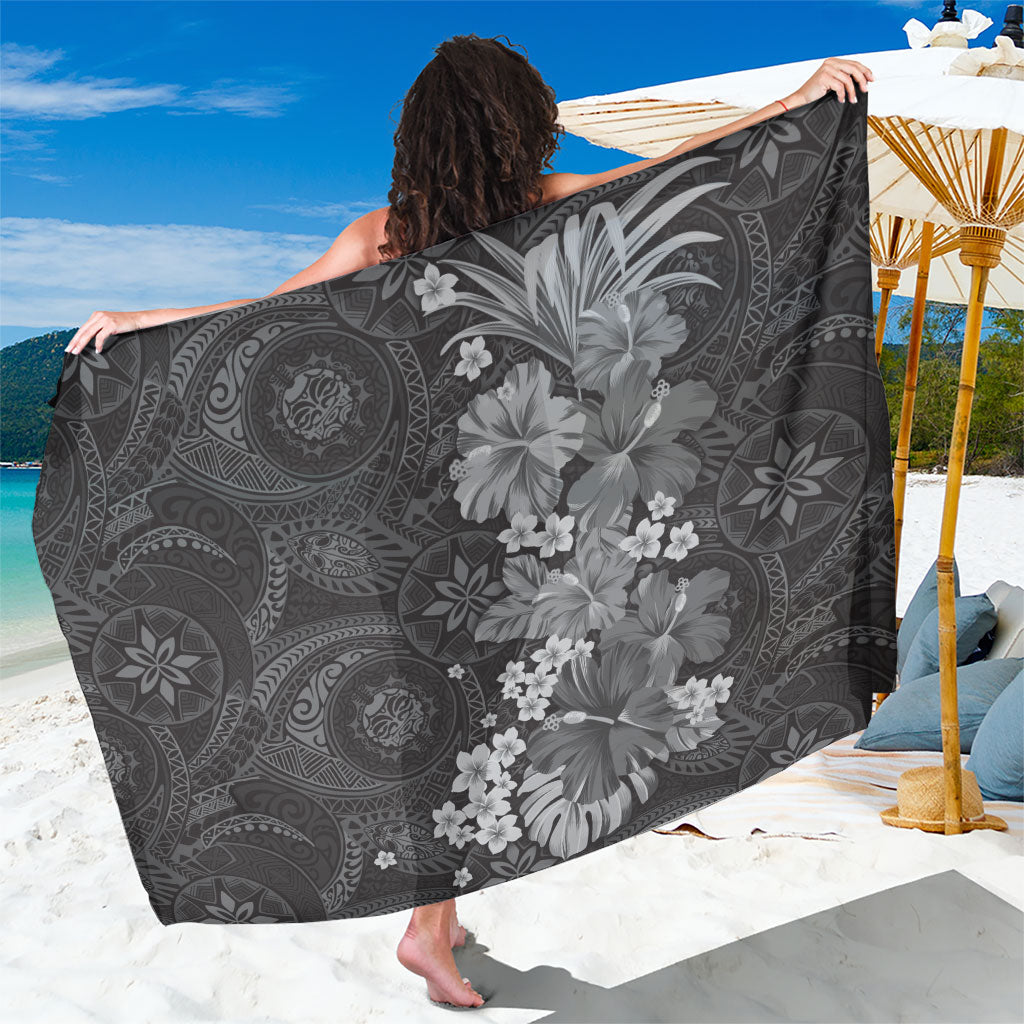 Pauli Hawai'i Hibiscus Sarong Polynesian Tribal Tattoo Pattern Floral Elements LT9 One Size 44 x 66 inches Soft Black - Polynesian Pride
