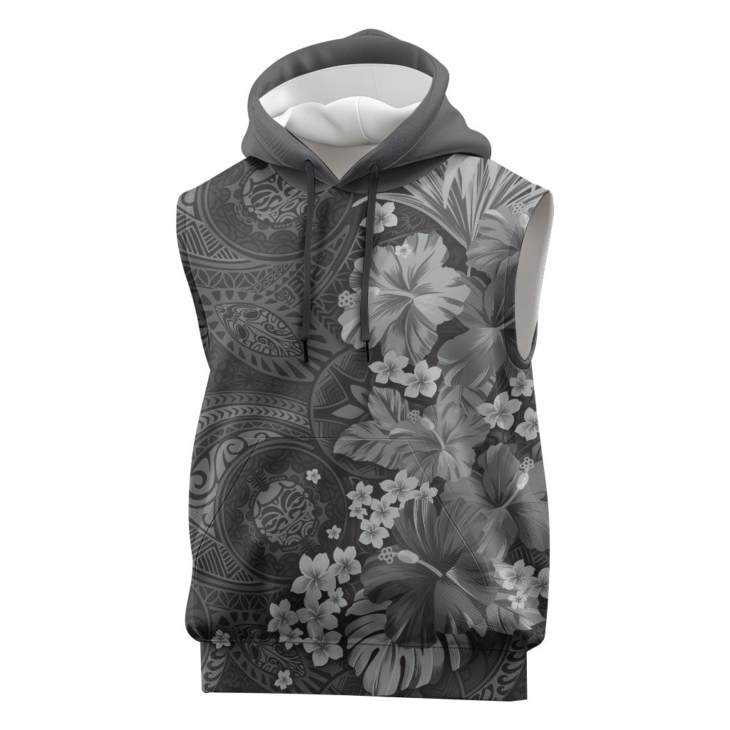 Pauli Hawai'i Hibiscus Sleeveless Hoodie Polynesian Tribal Tattoo Pattern Floral Elements