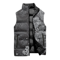 Pauli Hawai'i Hibiscus Sleeveless Puffer Jacket Polynesian Tribal Tattoo Pattern Floral Elements