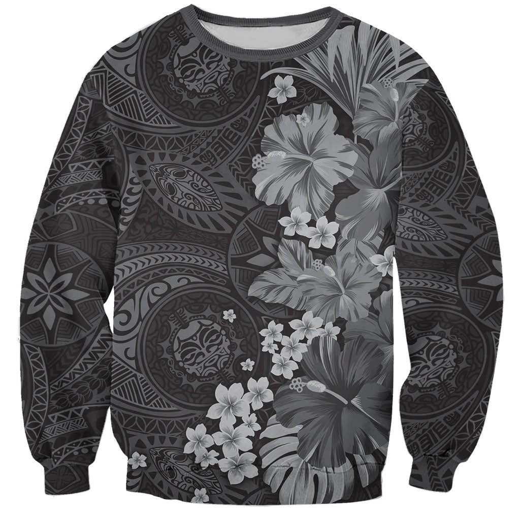 Pauli Hawai'i Hibiscus Sweatshirt Polynesian Tribal Tattoo Pattern Floral Elements LT9 Unisex Soft Black - Polynesian Pride